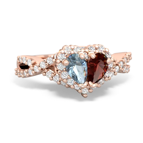 aquamarine-garnet engagement ring