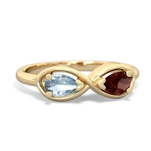 Genuine Aquamarine with Genuine Garnet Infinity ring