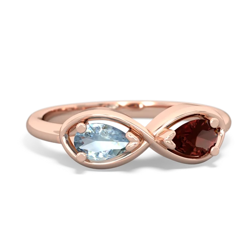 aquamarine-garnet infinity ring