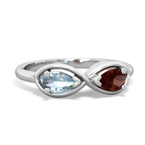aquamarine-garnet infinity ring
