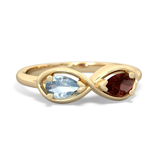 aquamarine-garnet infinity ring