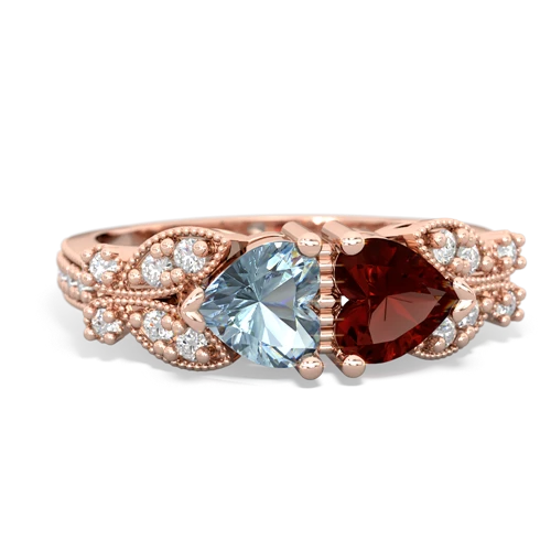 aquamarine-garnet keepsake butterfly ring