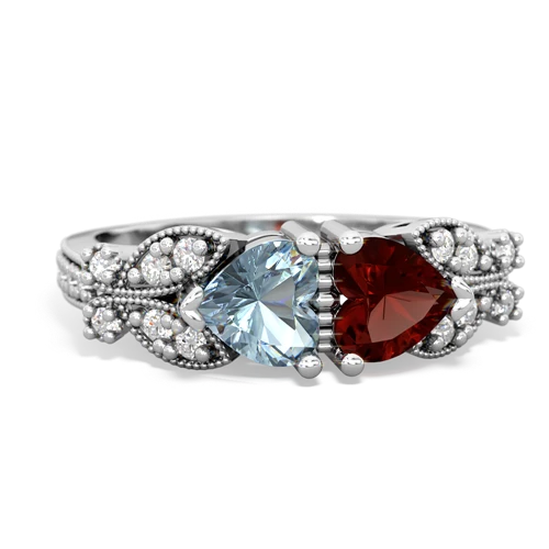 aquamarine-garnet keepsake butterfly ring