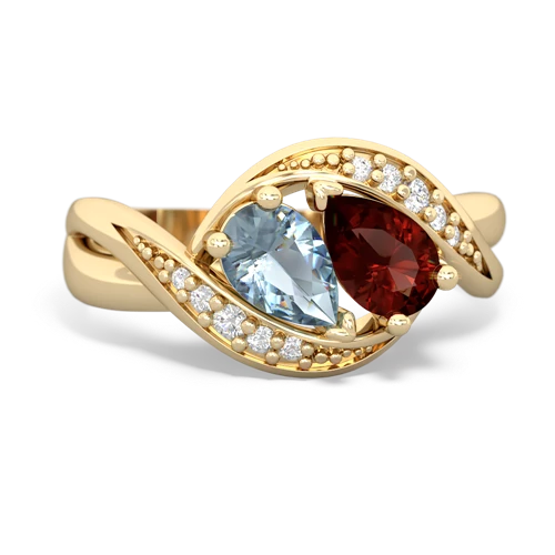 aquamarine-garnet keepsake curls ring