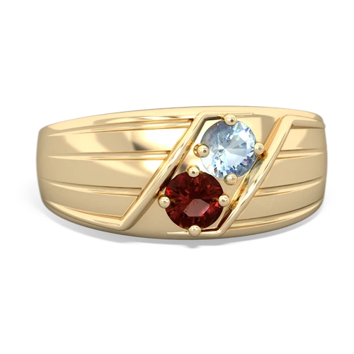 aquamarine-garnet mens ring