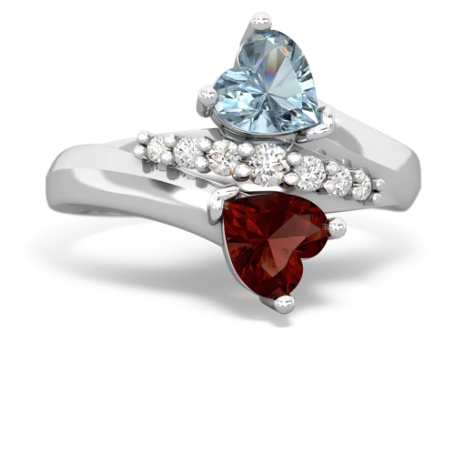 aquamarine-garnet modern ring