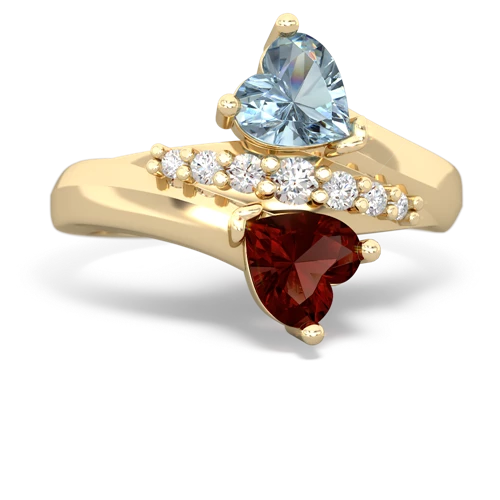 aquamarine-garnet modern ring