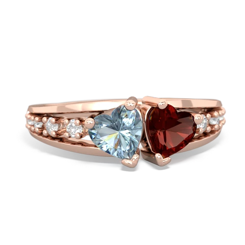 aquamarine-garnet modern ring