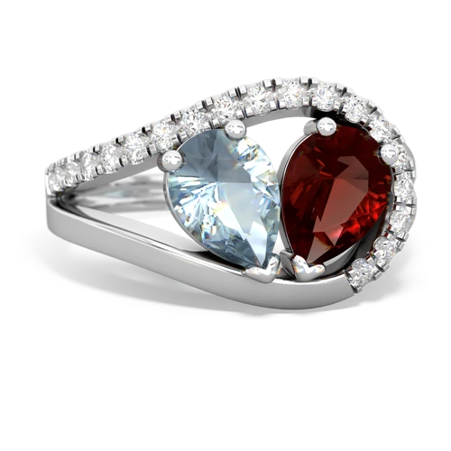 aquamarine-garnet pave heart ring