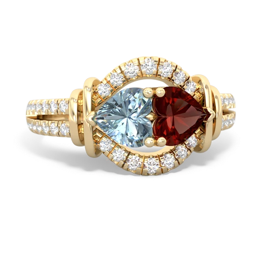 aquamarine-garnet pave keepsake ring