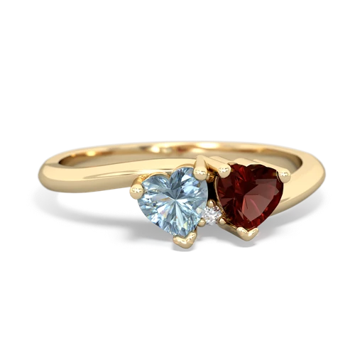 Genuine Aquamarine with Genuine Garnet Sweetheart's Promise ring