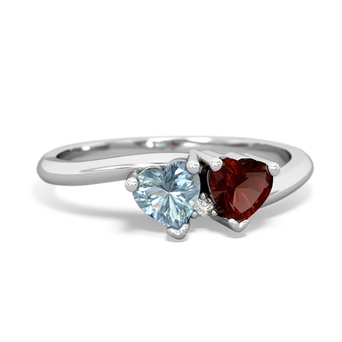 aquamarine-garnet sweethearts promise ring