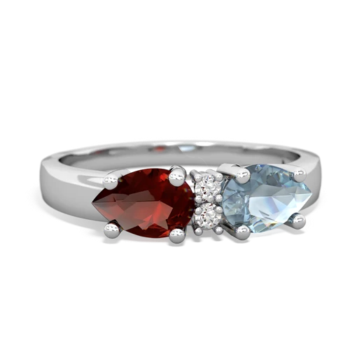 aquamarine-garnet timeless ring