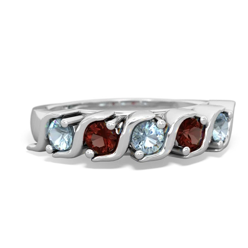 aquamarine-garnet timeless ring