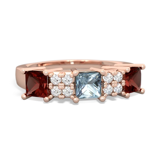 Aquamarine Genuine Aquamarine with Genuine Garnet and Genuine Opal Three Stone ring Ring