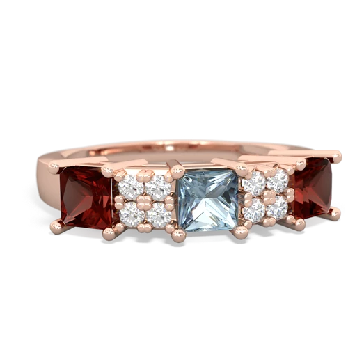 Aquamarine Genuine Aquamarine with Genuine Garnet and Genuine London Blue Topaz Three Stone ring Ring