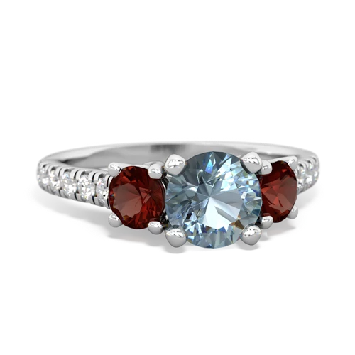 aquamarine-garnet trellis pave ring