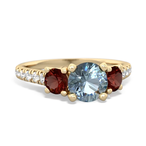 aquamarine-garnet trellis pave ring