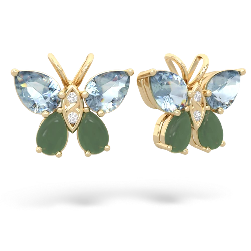 aquamarine-jade butterfly earrings