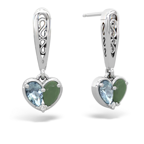 aquamarine-jade filligree earrings