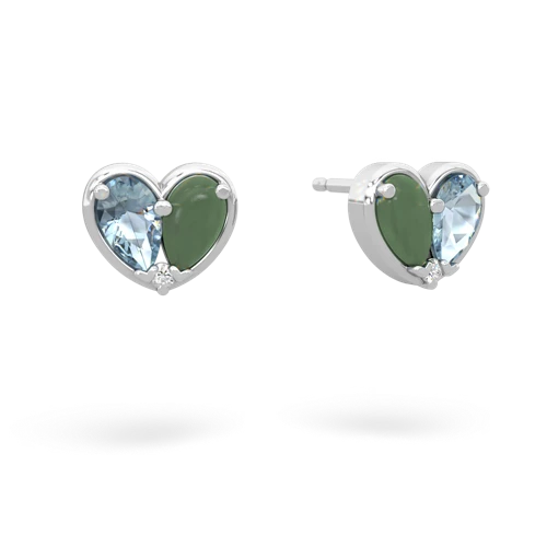 aquamarine-jade one heart earrings