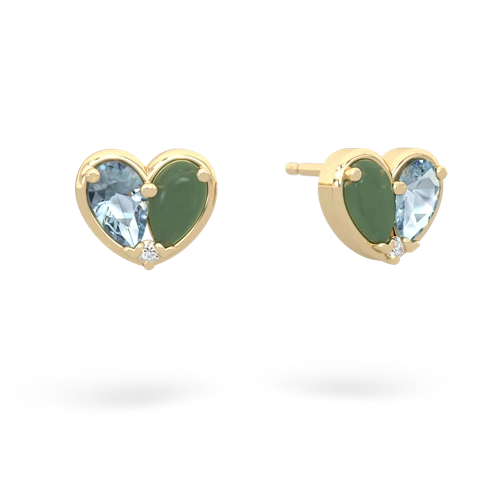 aquamarine-jade one heart earrings