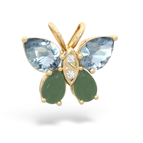 aquamarine-jade butterfly pendant