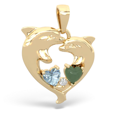 aquamarine-jade dolphins pendant