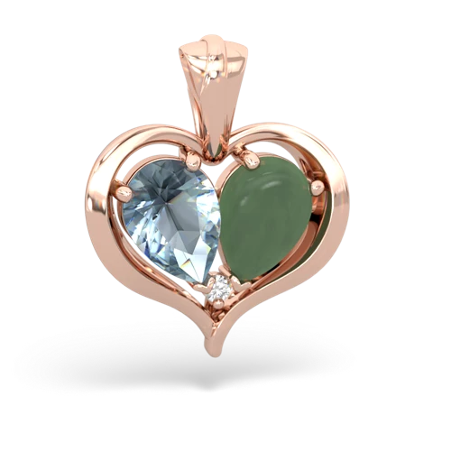 aquamarine-jade half heart whole pendant