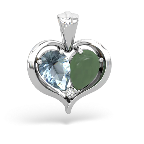 aquamarine-jade half heart whole pendant