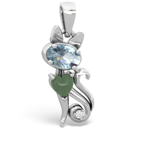 aquamarine-jade kitten pendant
