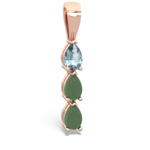 aquamarine-jade three stone pendant