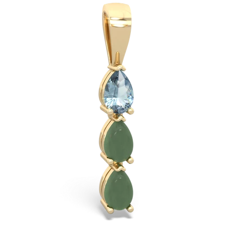 aquamarine-jade three stone pendant