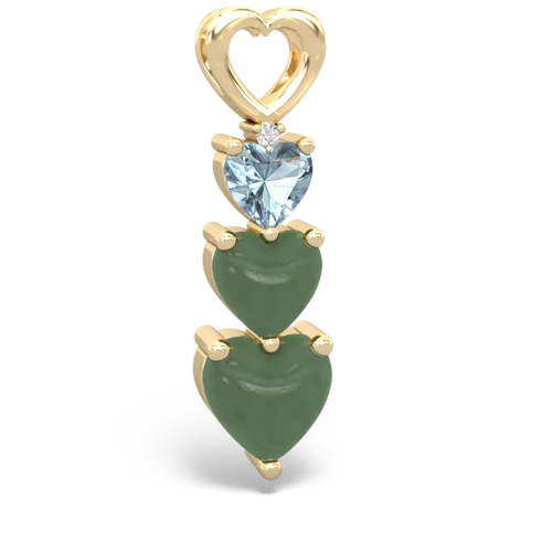 aquamarine-jade three stone pendant