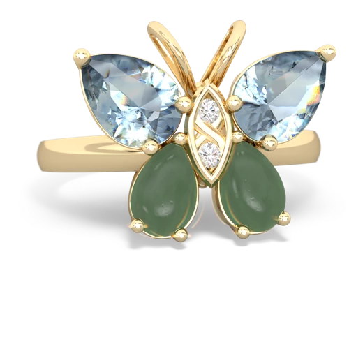 aquamarine-jade butterfly ring