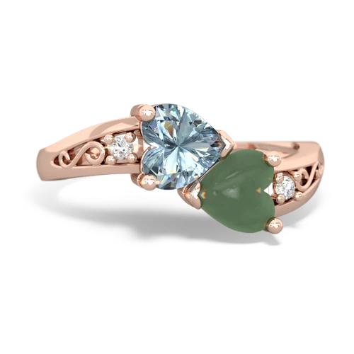 aquamarine-jade filligree ring