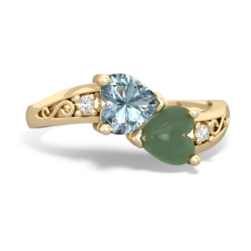 aquamarine-jade filligree ring