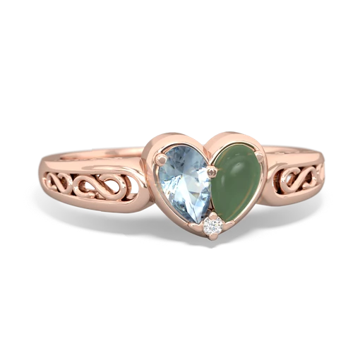 aquamarine-jade filligree ring