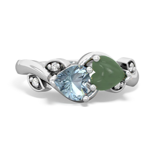 aquamarine-jade floral keepsake ring