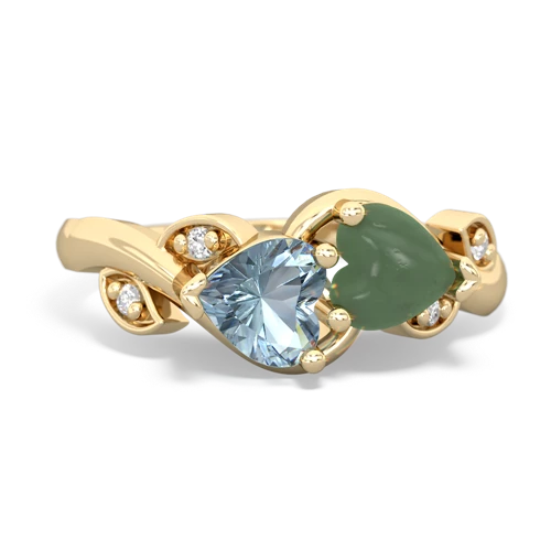 aquamarine-jade floral keepsake ring