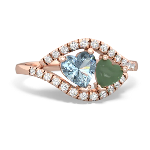 aquamarine-jade mother child ring