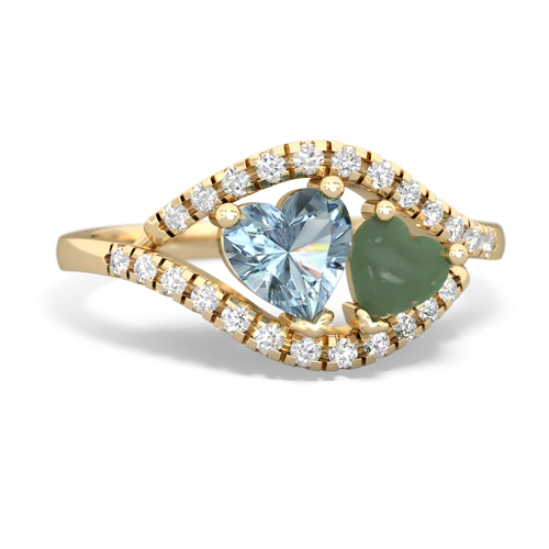 aquamarine-jade mother child ring