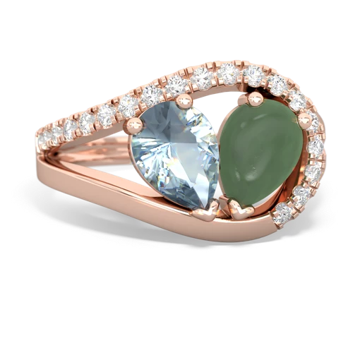 aquamarine-jade pave heart ring