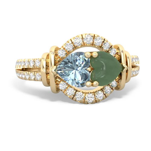 aquamarine-jade pave keepsake ring