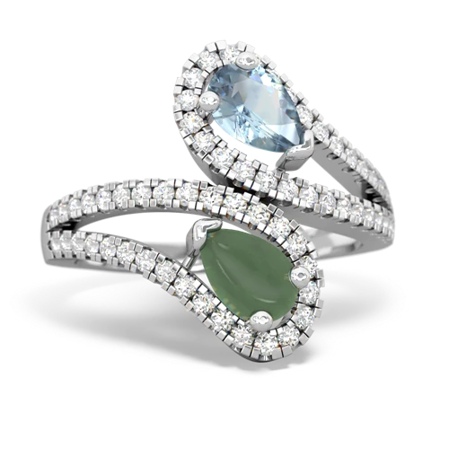 aquamarine-jade pave swirls ring