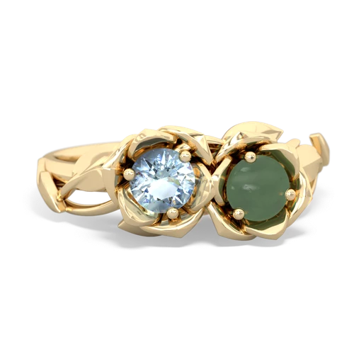 aquamarine-jade roses ring