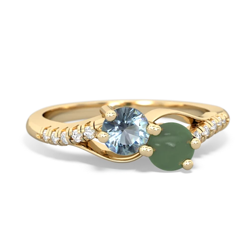 aquamarine-jade two stone infinity ring