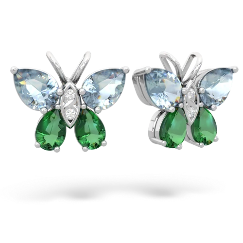 aquamarine-lab emerald butterfly earrings