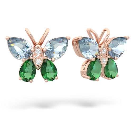 aquamarine-lab emerald butterfly earrings