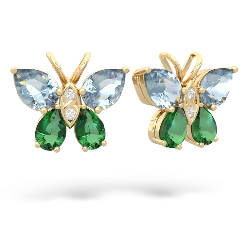aquamarine-lab emerald butterfly earrings